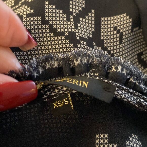 Kobi Halperin Black Graphic Blouse, XS-S - Picture 9 of 10